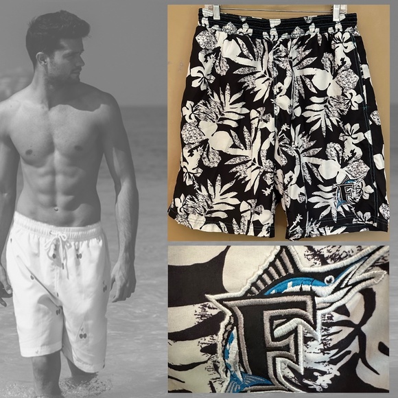 FLORIDA Marlins Board Shorts Large 34-38 waist 9" inseam VINTAGE gently worn